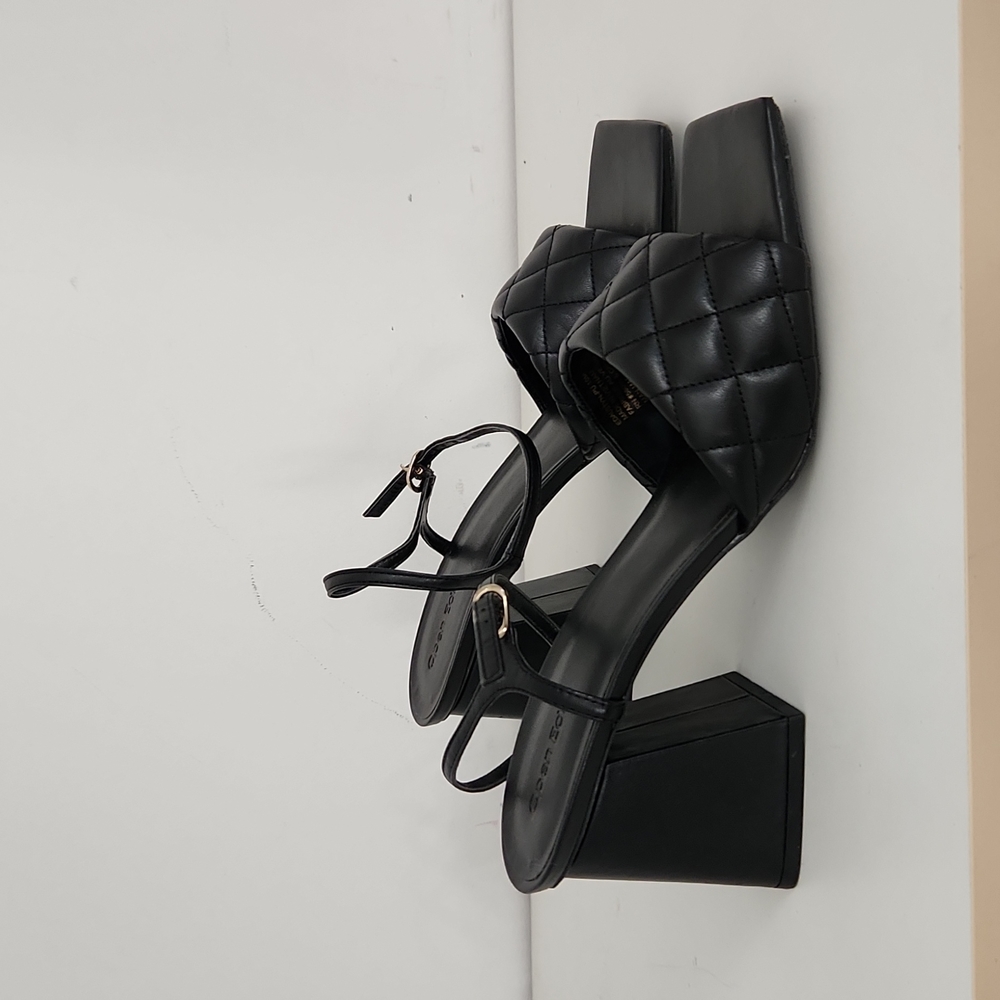 Black Leather Braided Heeled Sandals